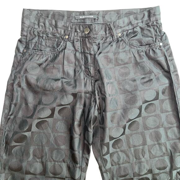 Elie Tahari Vintage Tone on Tone Circles Black Trouser Pants Size 4P Petite - Picture 1 of 12